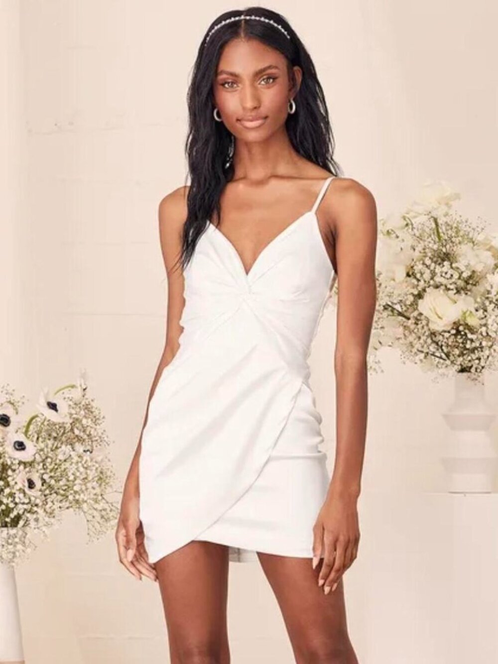 Lulus Women’s L White Twist Front Bodycon Mini Dress
